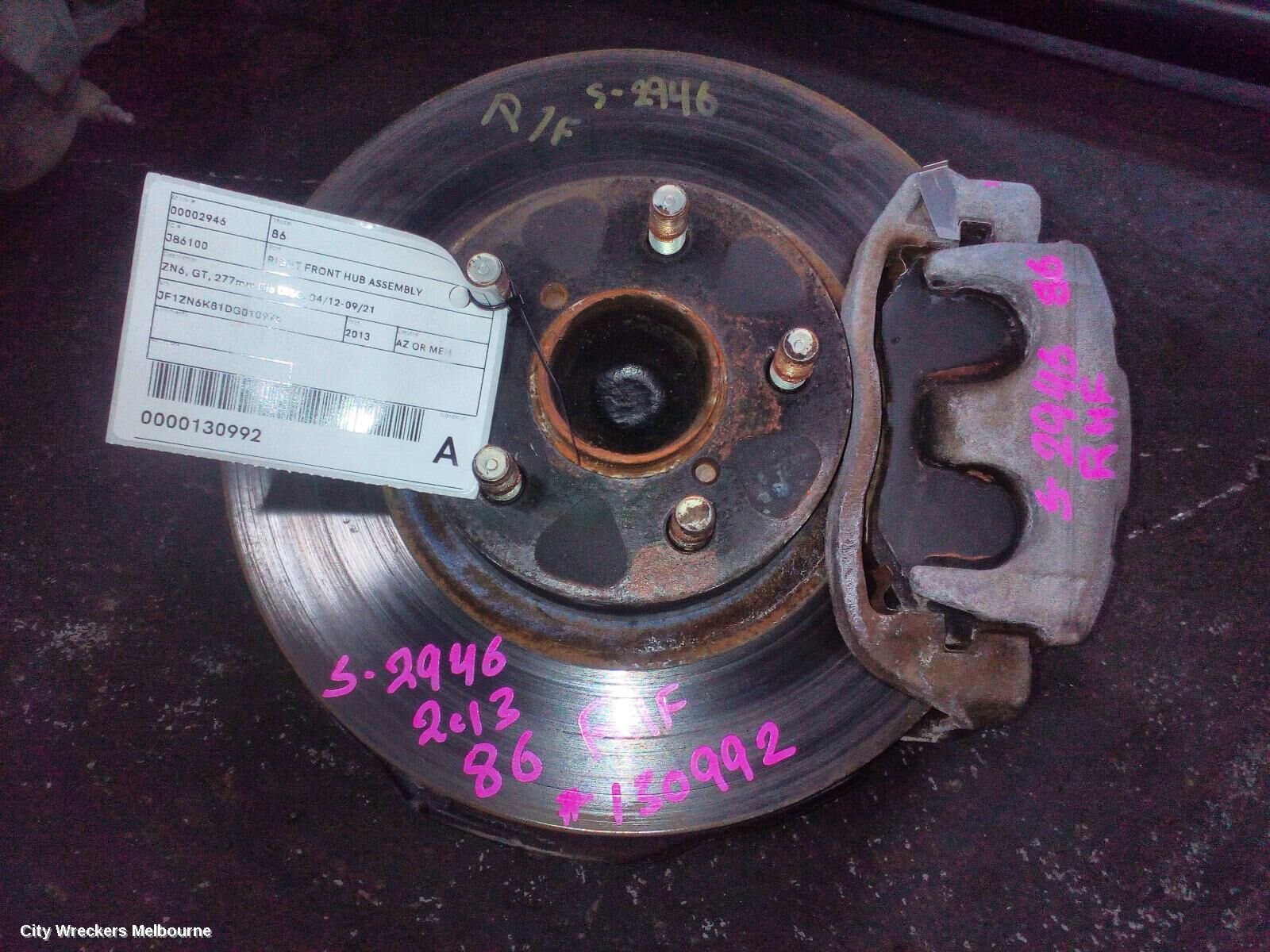 TOYOTA 86 2013 Right Front Hub Assembly