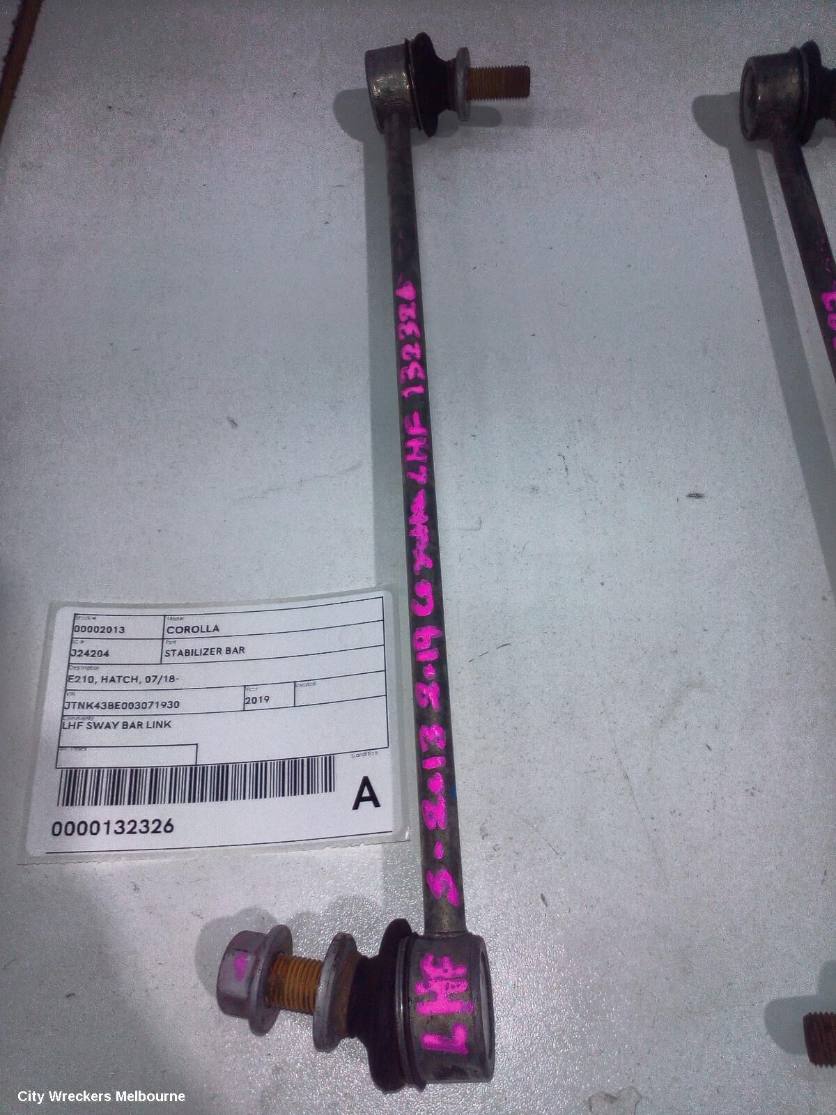 TOYOTA COROLLA 2019 Stabiliser Bar