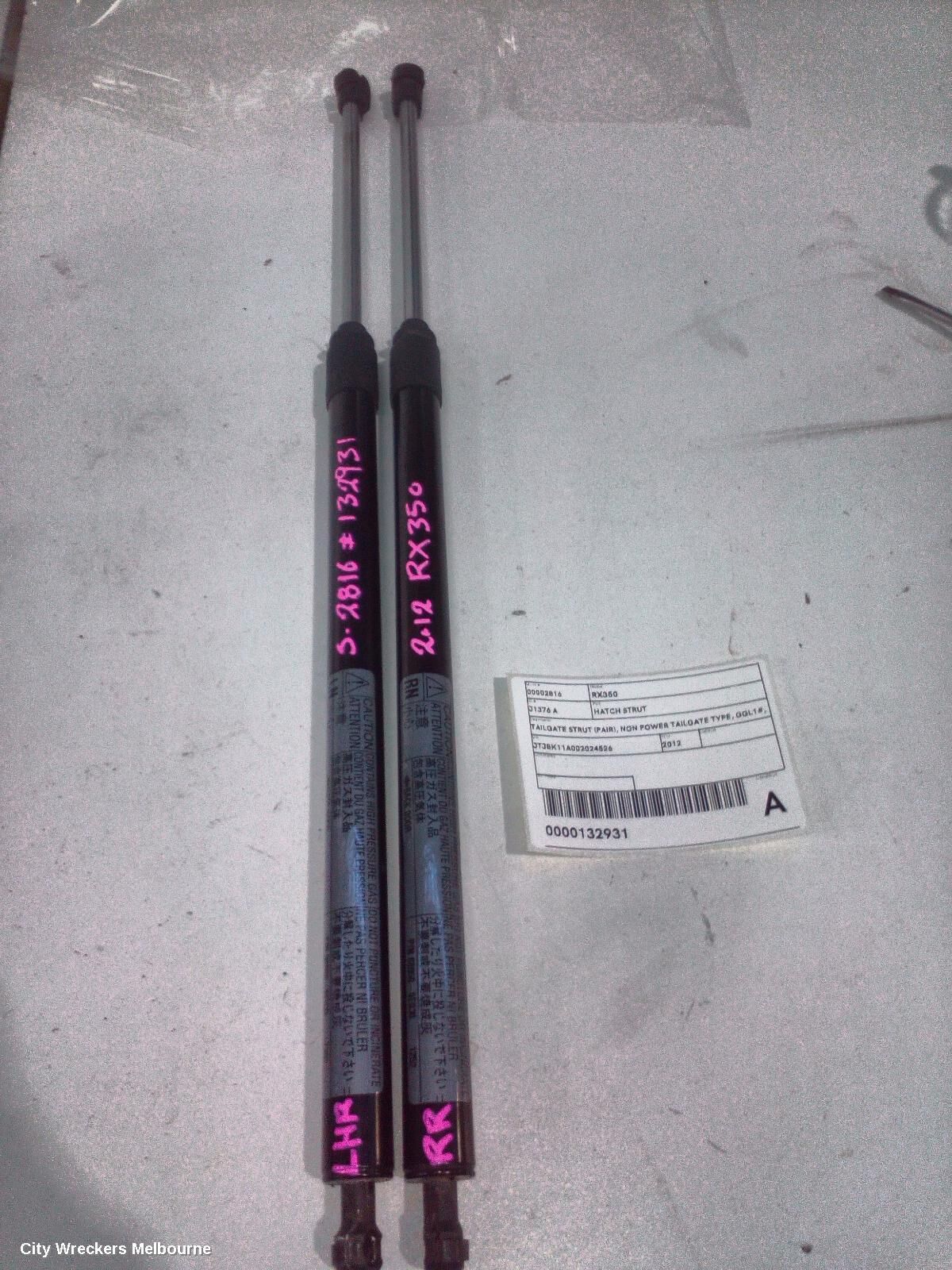 LEXUS RX SERIES 2012 Hatch Strut