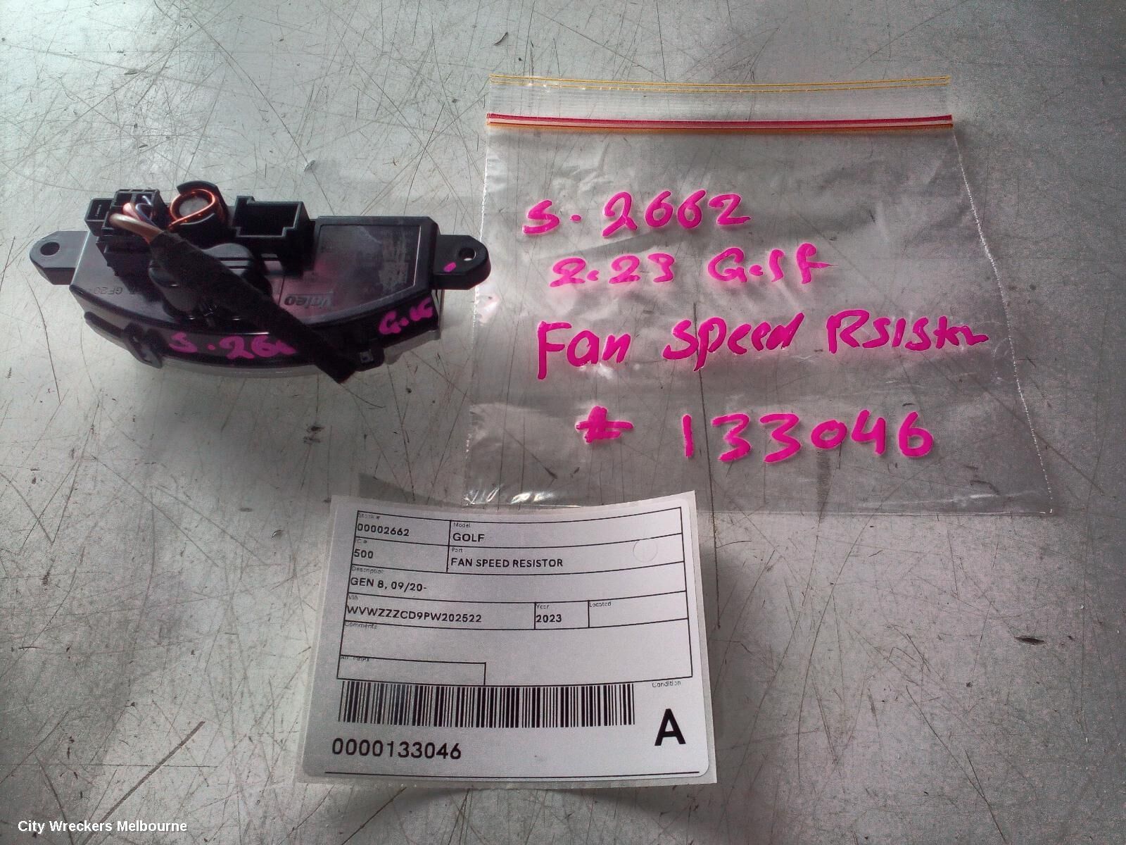 VOLKSWAGEN GOLF 2023 Fan Speed Resistor