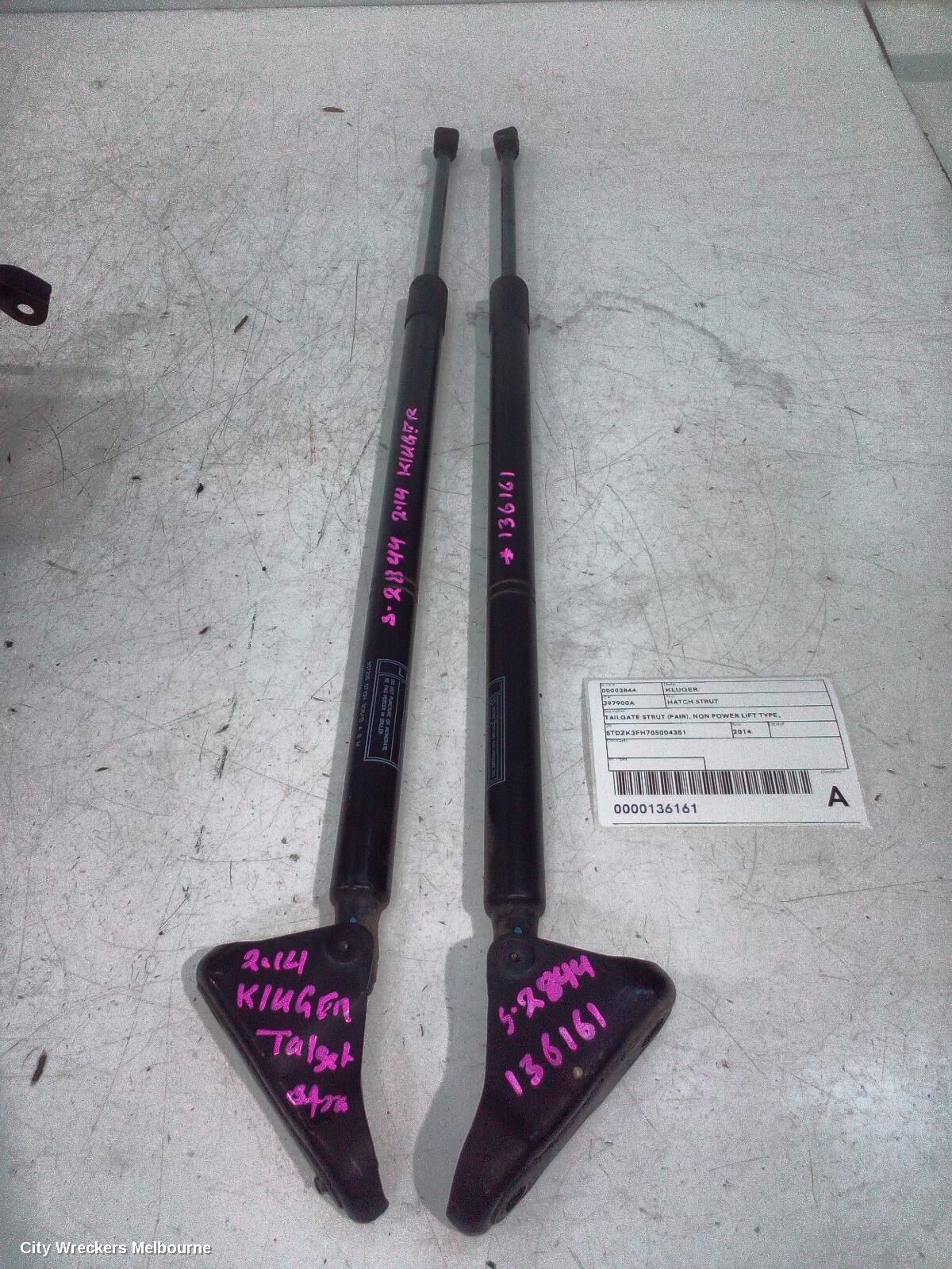 TOYOTA KLUGER 2014 Hatch Strut