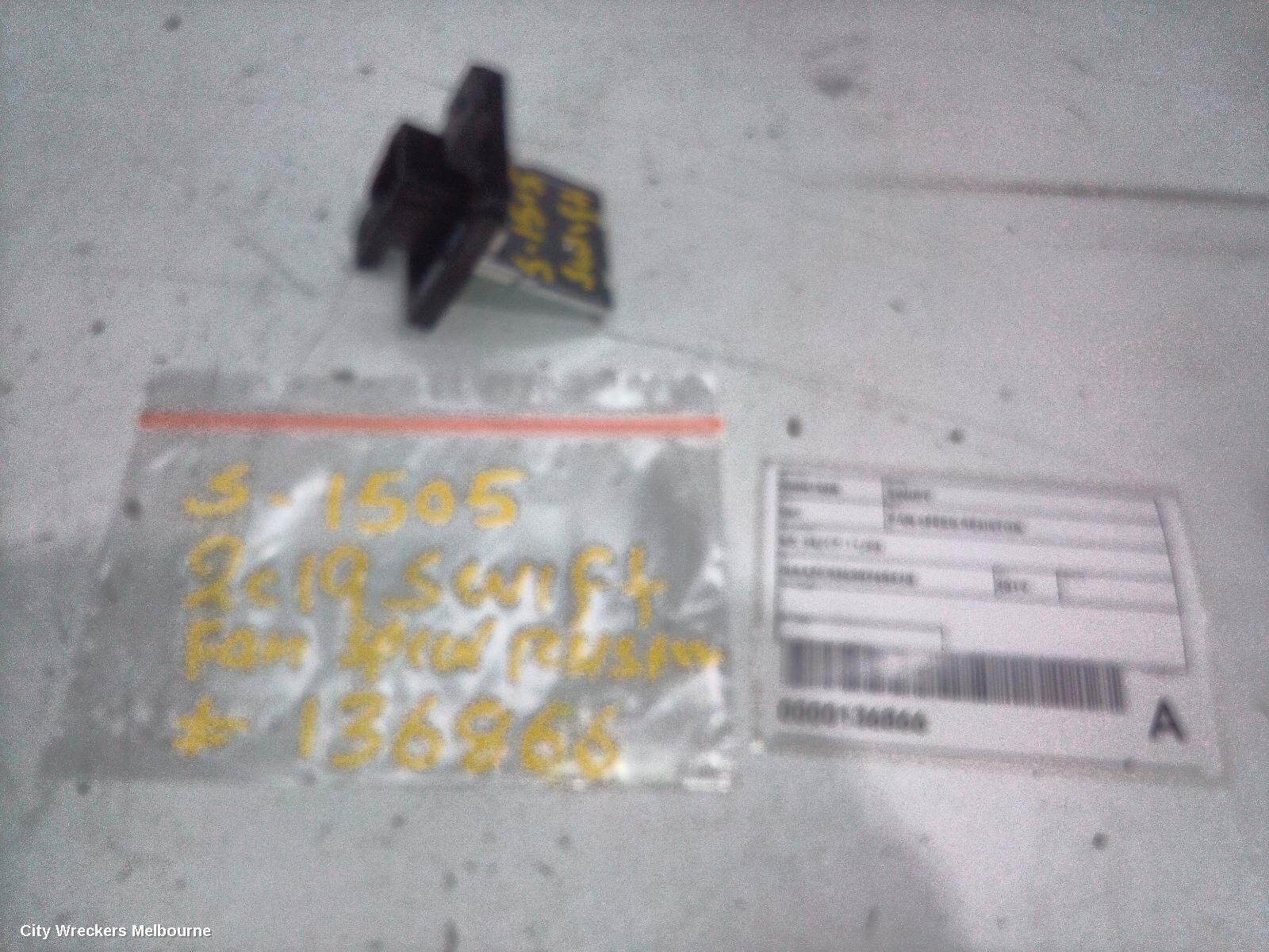 SUZUKI SWIFT 2019 Fan Speed Resistor