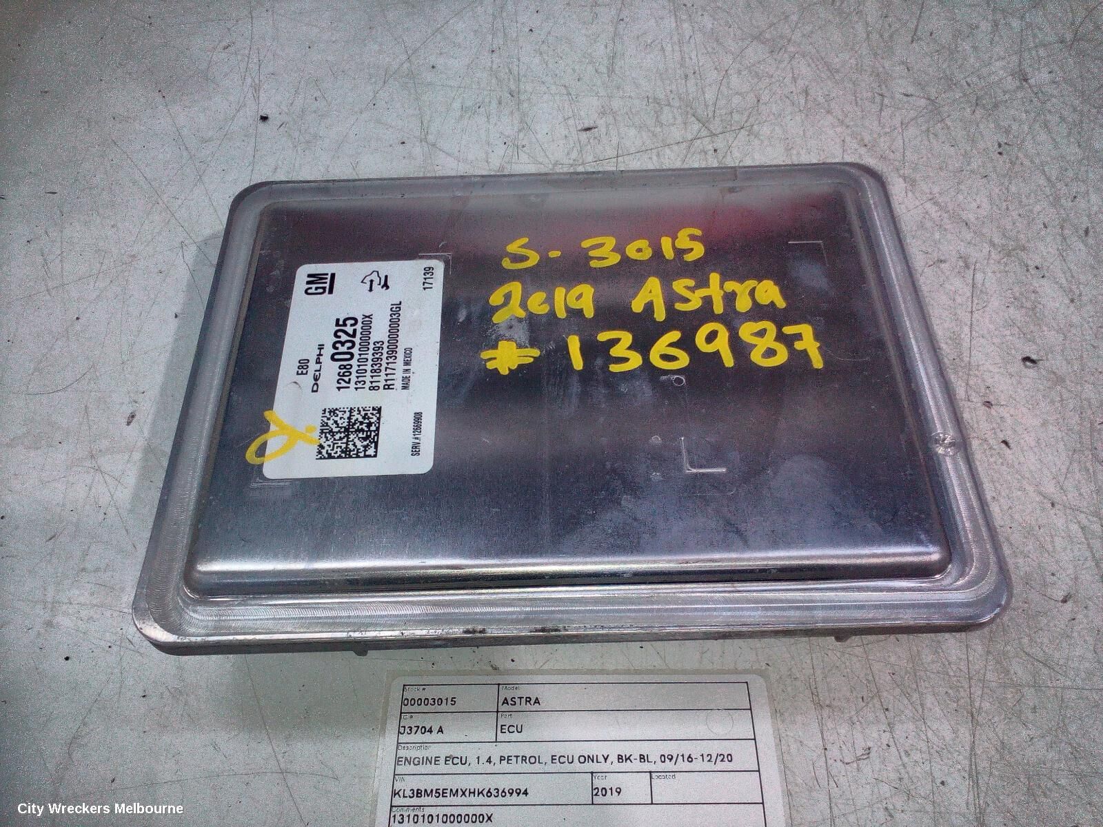 HOLDEN ASTRA 2019 Ecu