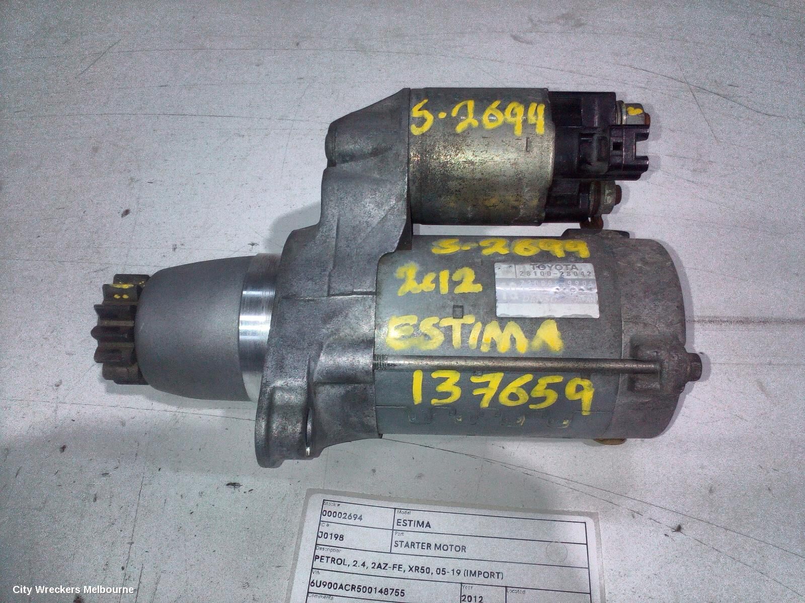 TOYOTA ESTIMA 2012 Starter