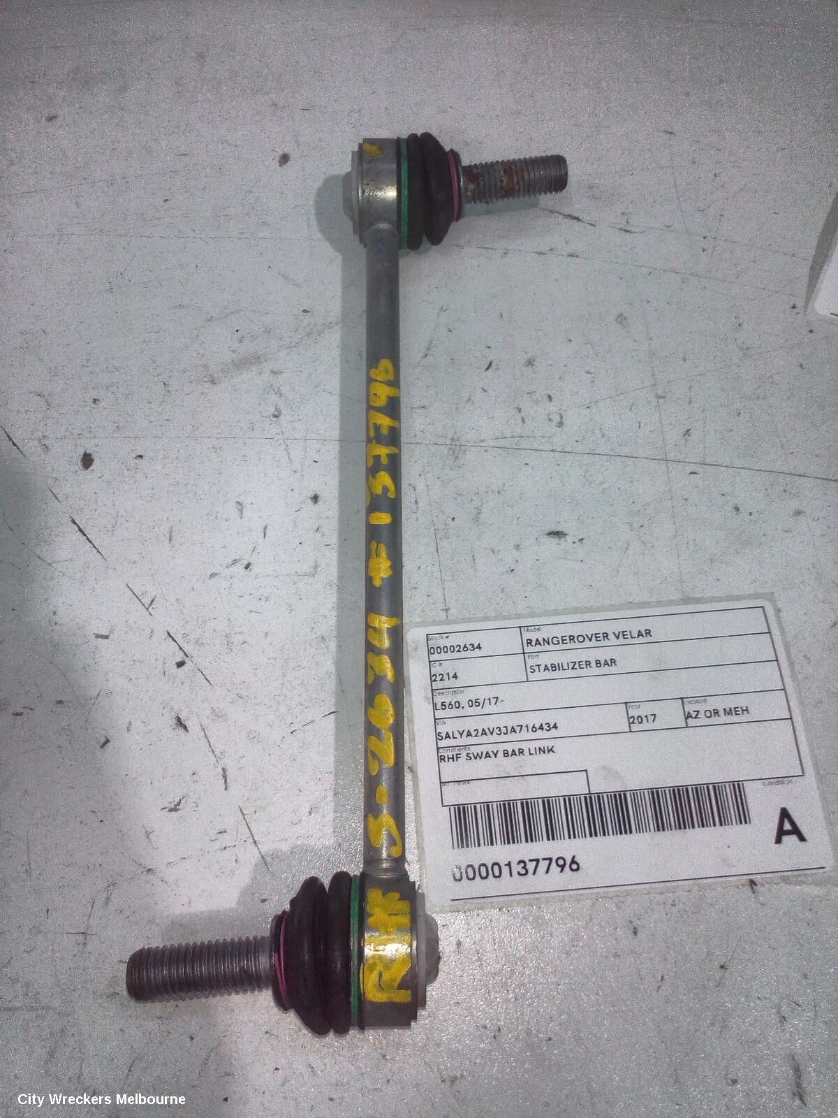 LAND ROVER RANGEROVER VELAR 2017 Stabiliser Bar