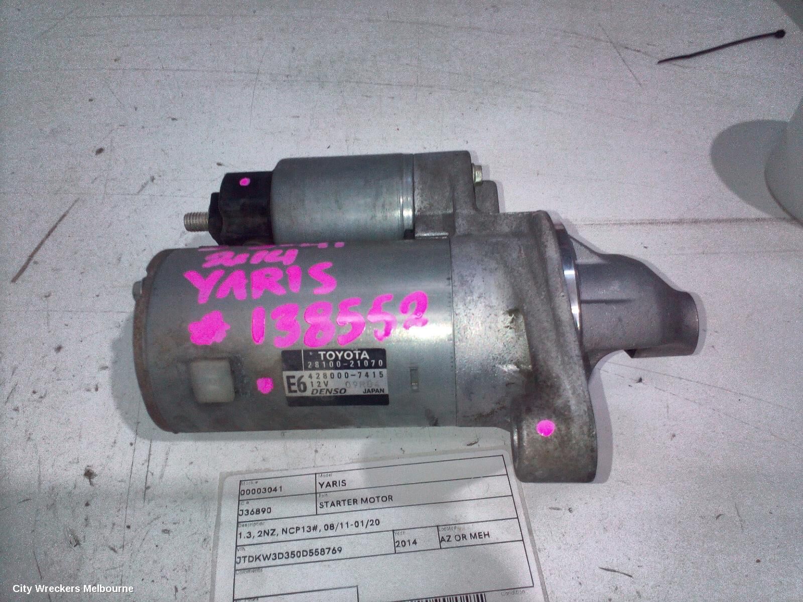 TOYOTA YARIS 2014 Starter