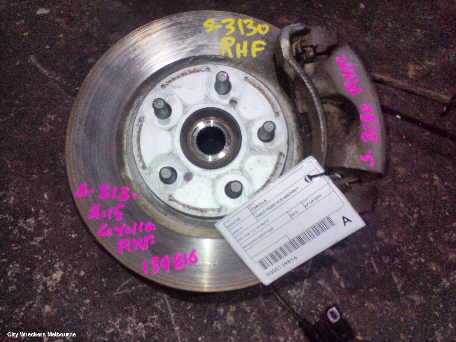 TOYOTA COROLLA 2015 Right Front Hub Assembly