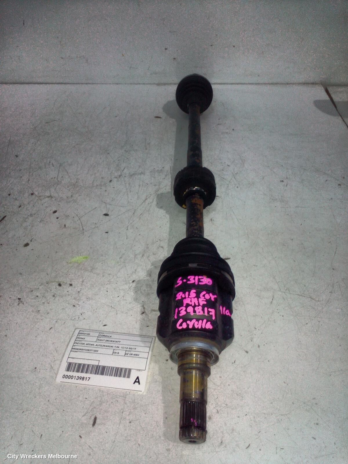 TOYOTA COROLLA 2015 Right Driveshaft