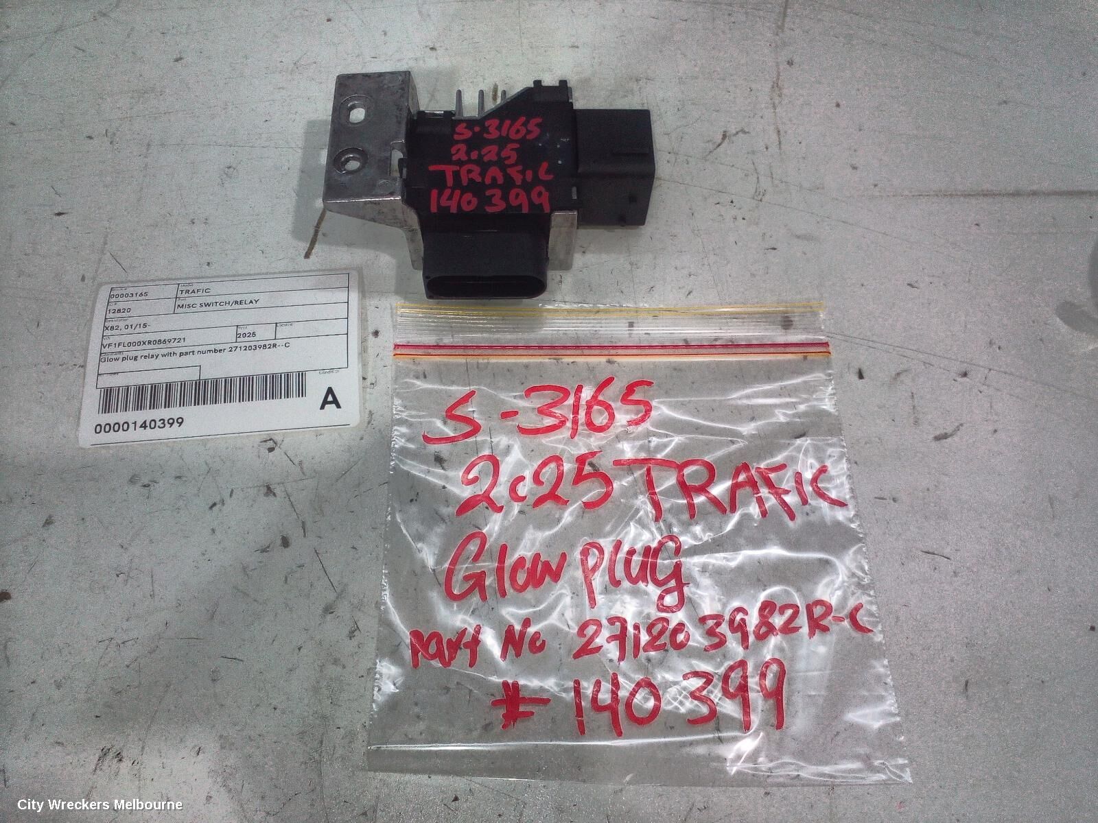 RENAULT TRAFIC, X82, 01/15-, Glow plug relay with part number 271203982R--C: 140399