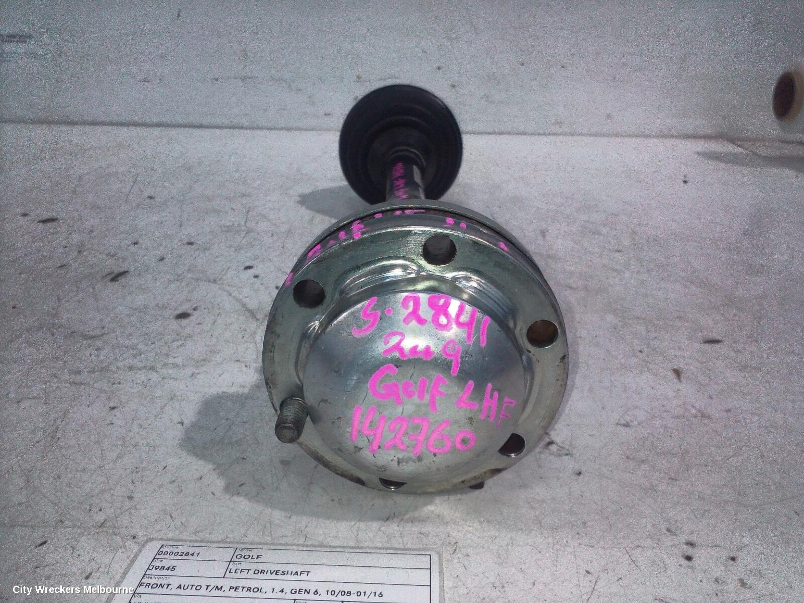 VOLKSWAGEN GOLF 2009 Left Driveshaft