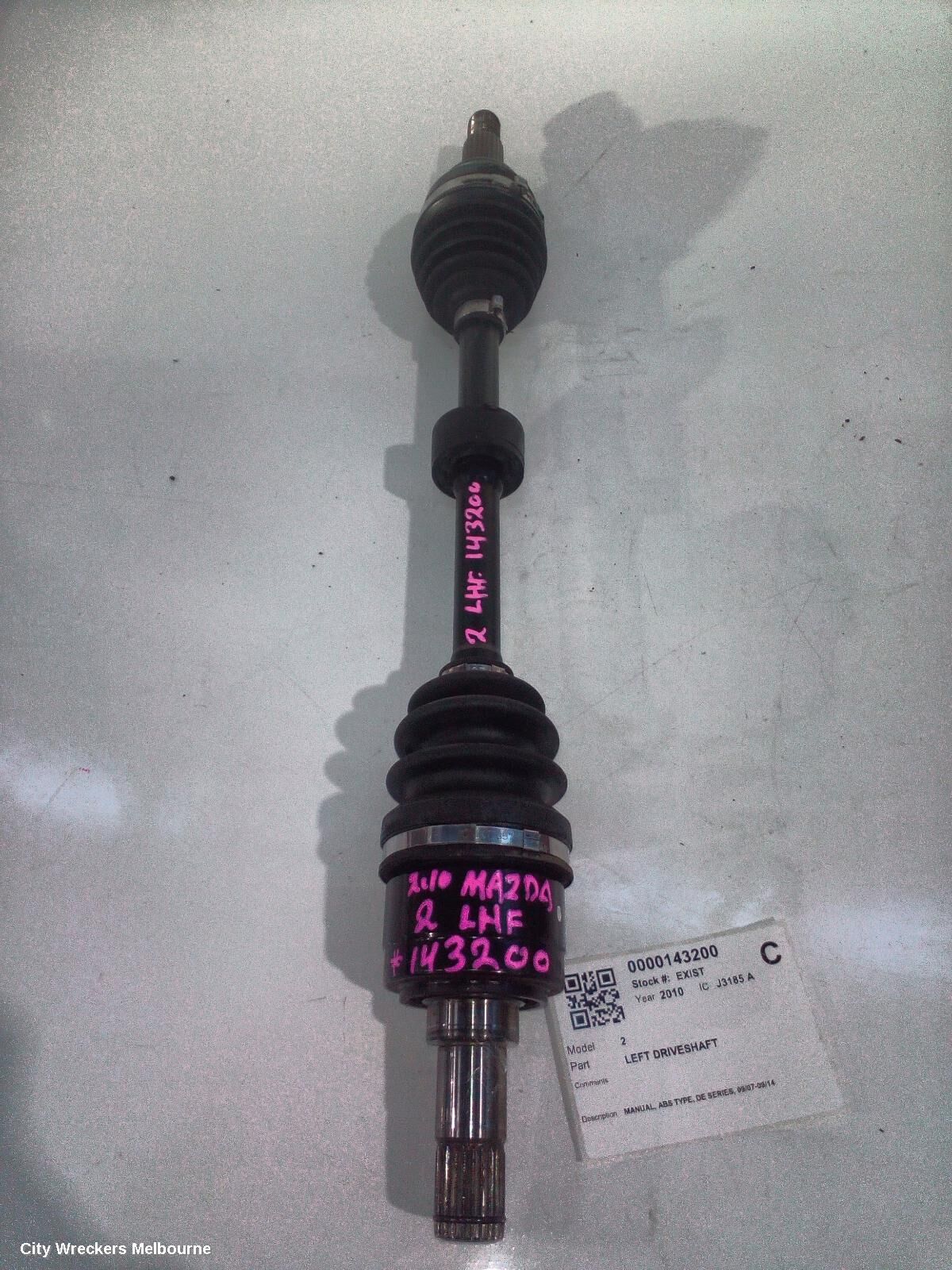 MAZDA 2 2010 Left Driveshaft