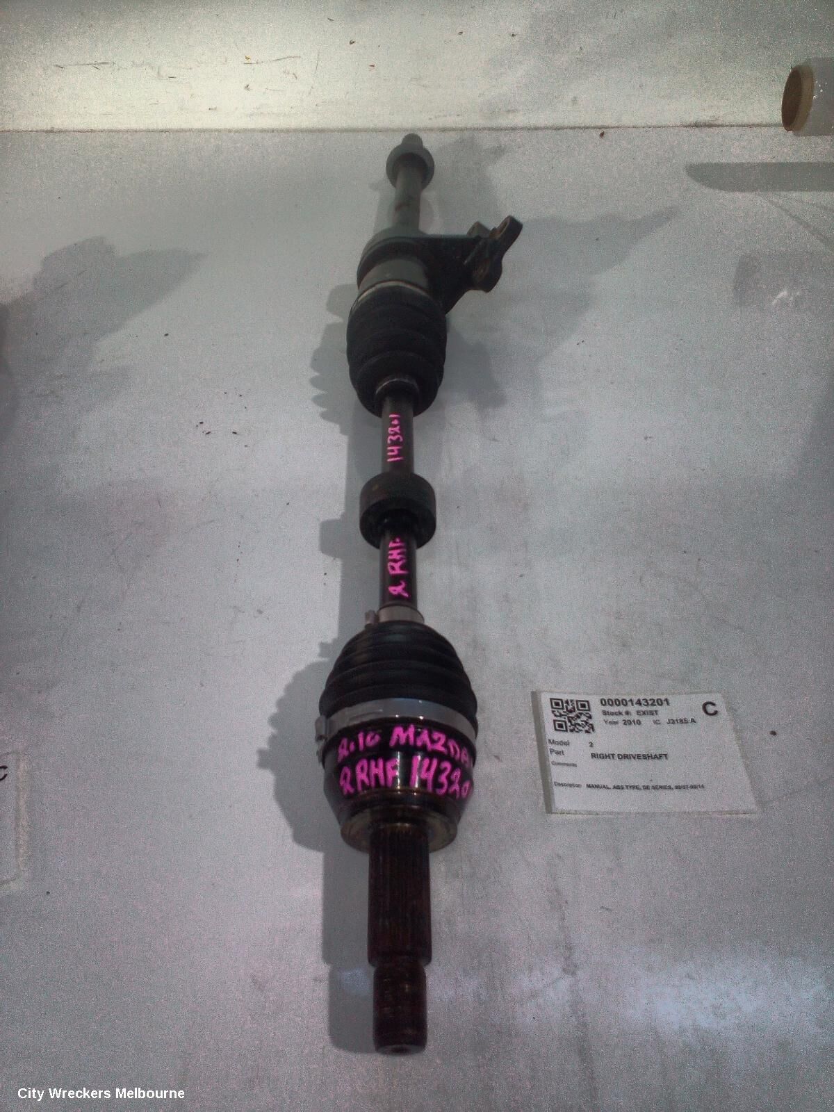 MAZDA 2 2010 Right Driveshaft