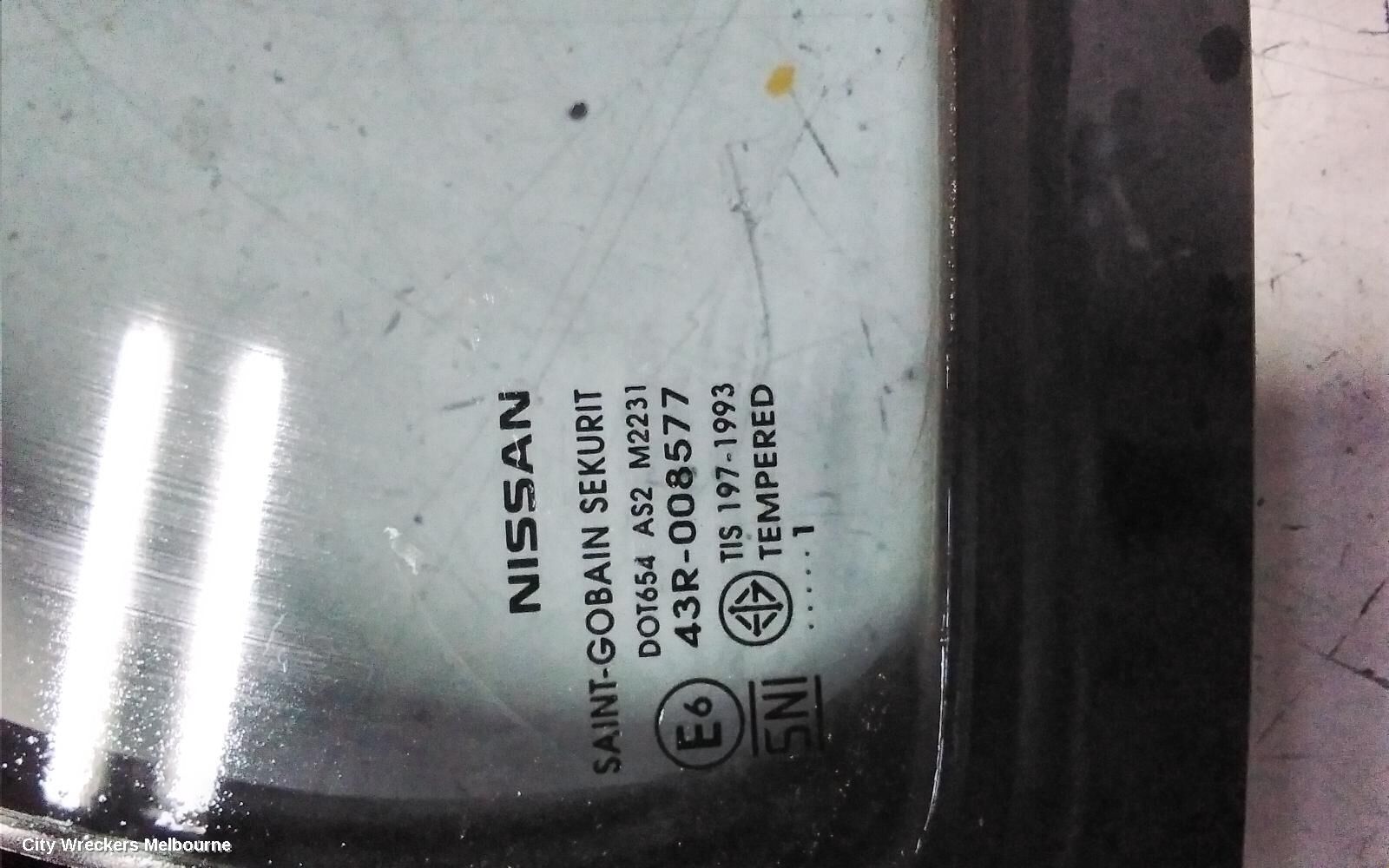 NISSAN MICRA 2011 Right Rear 1/4 Door Glass