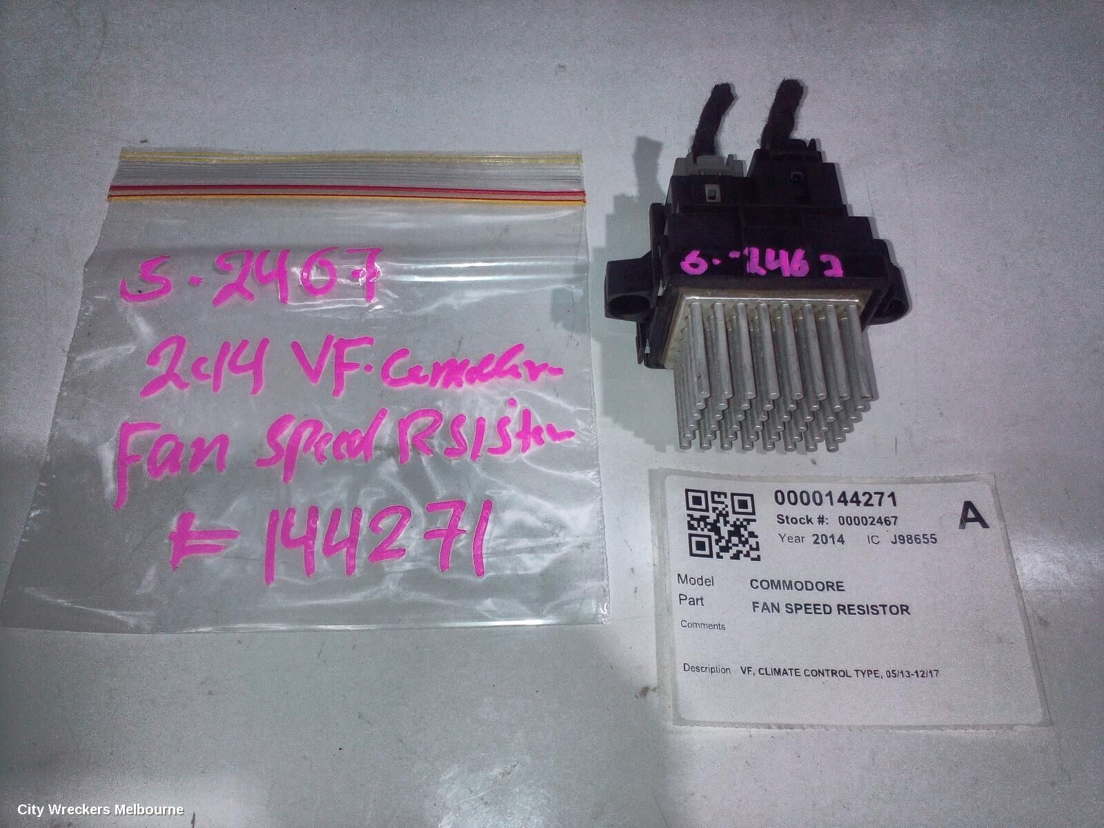 HOLDEN COMMODORE 2014 Fan Speed Resistor