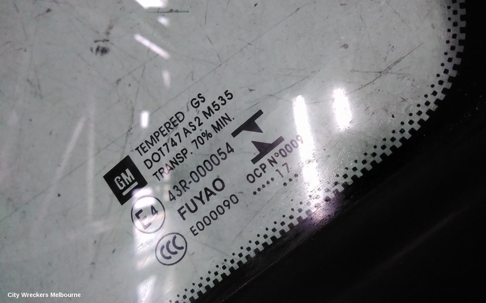 HOLDEN ASTRA 2018 Left Rear 1/4 Door Glass