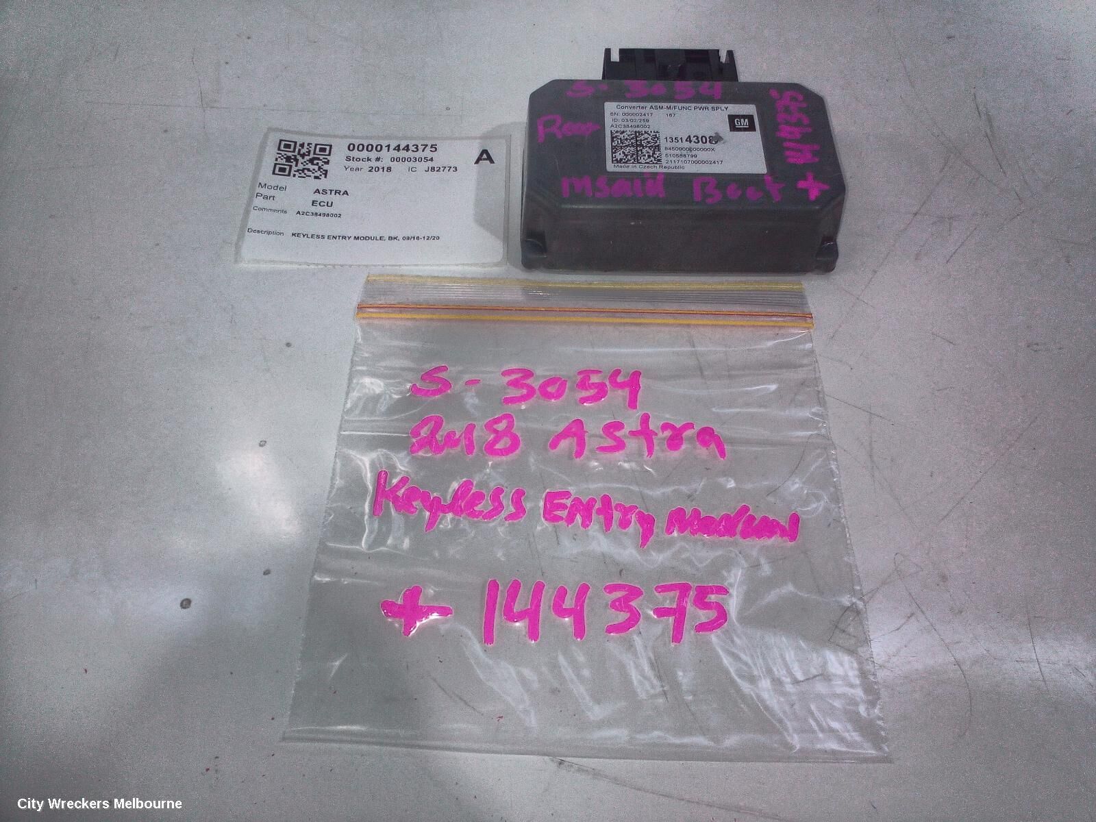HOLDEN ASTRA 2018 Ecu