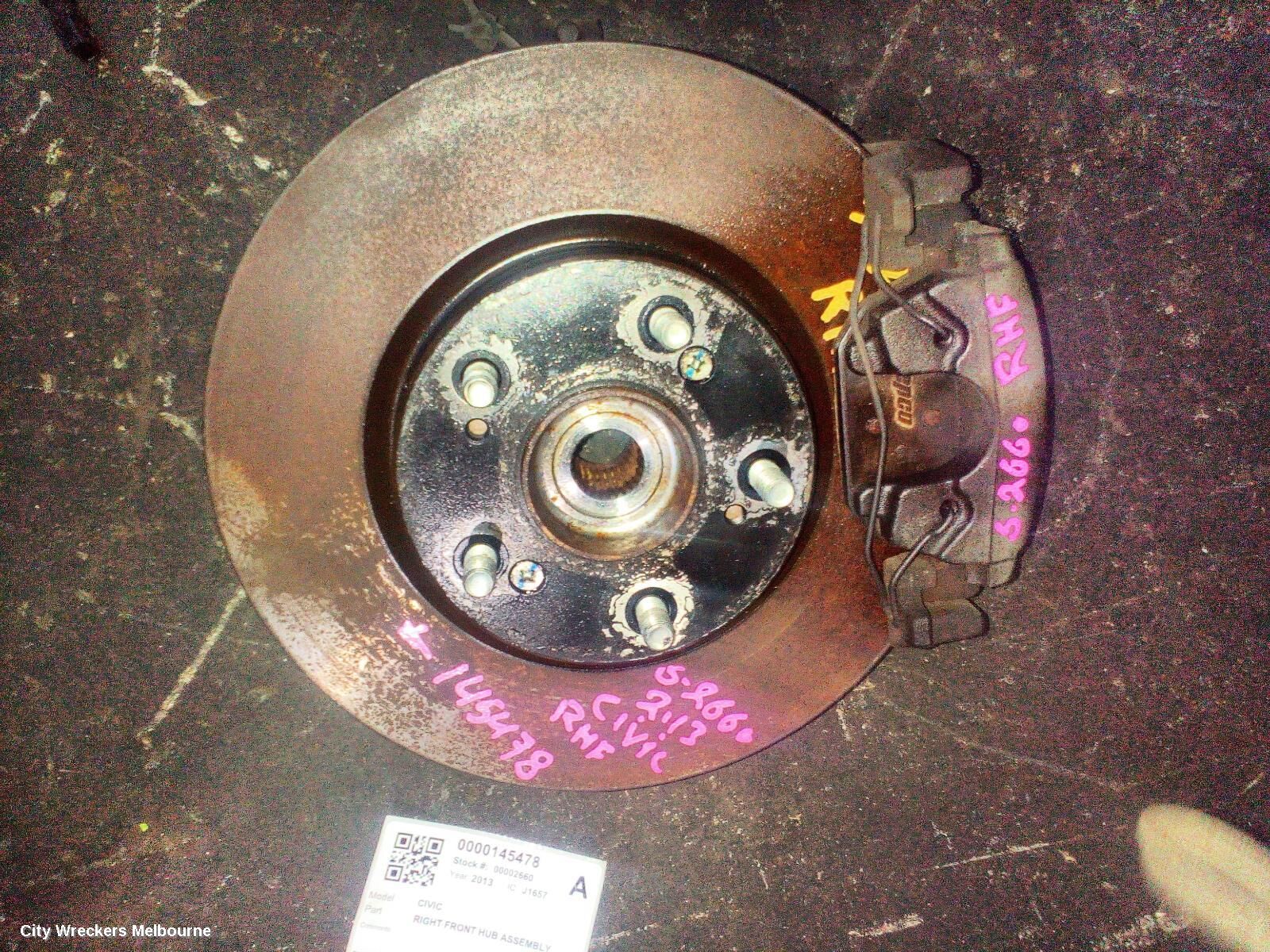 HONDA CIVIC 2013 Right Front Hub Assembly