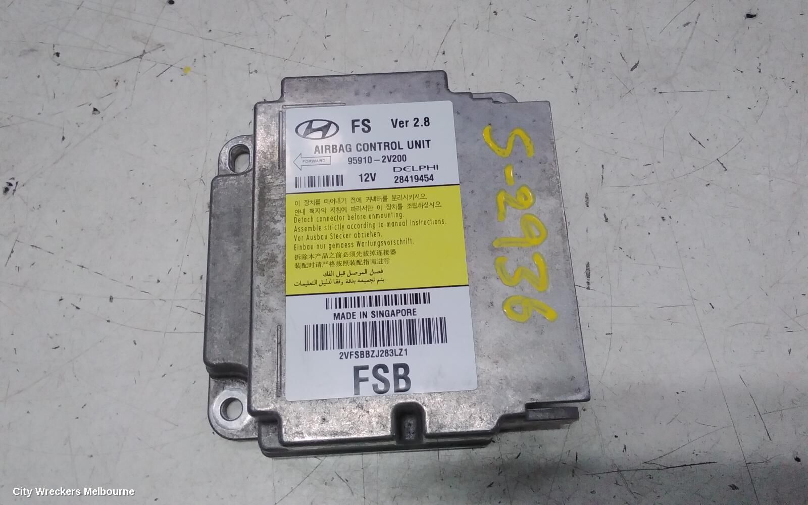 HYUNDAI VELOSTER 2014 Airbag Module/Sensor