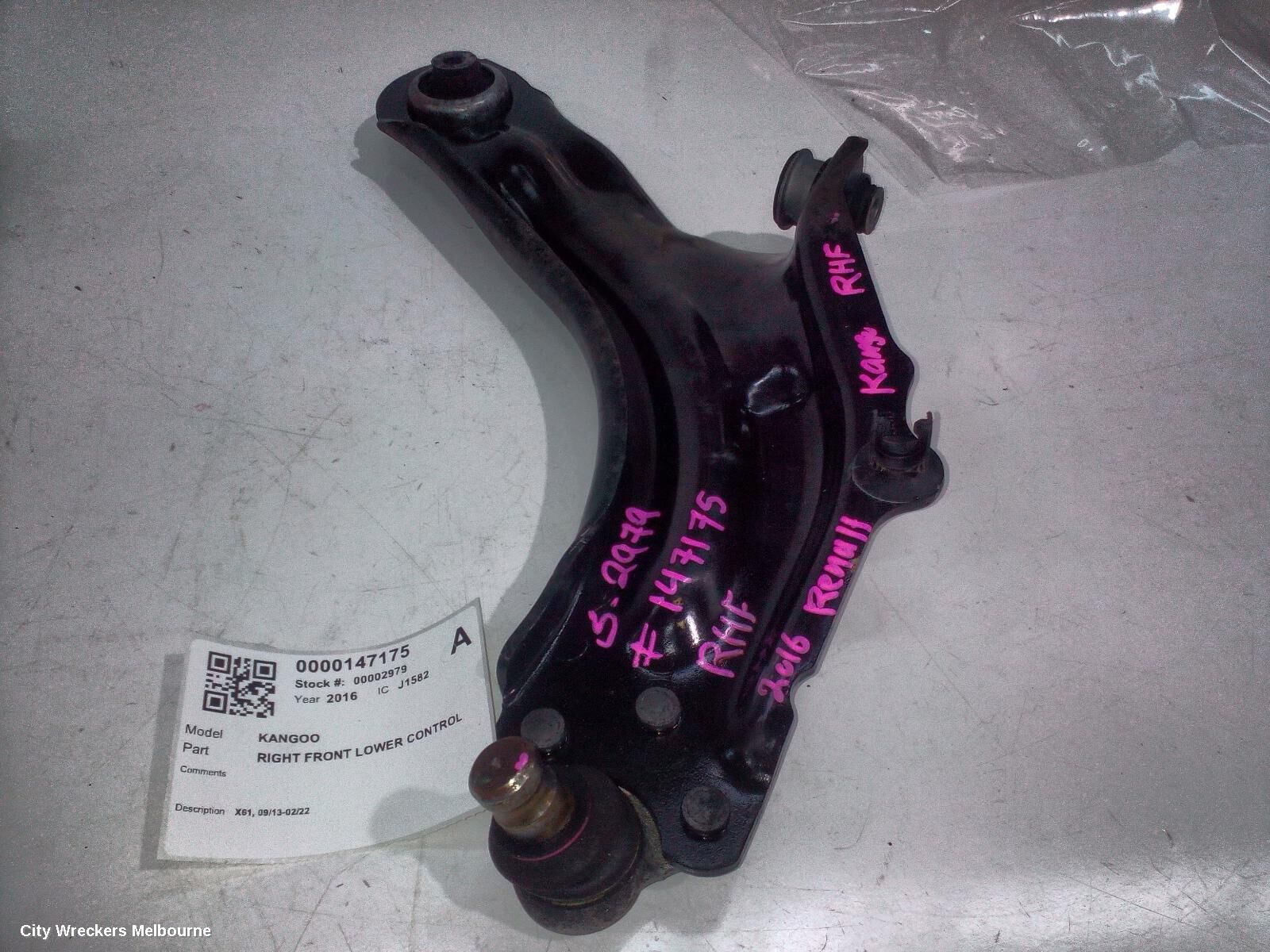 RENAULT KANGOO 2016 Right Front Lower Control Arm