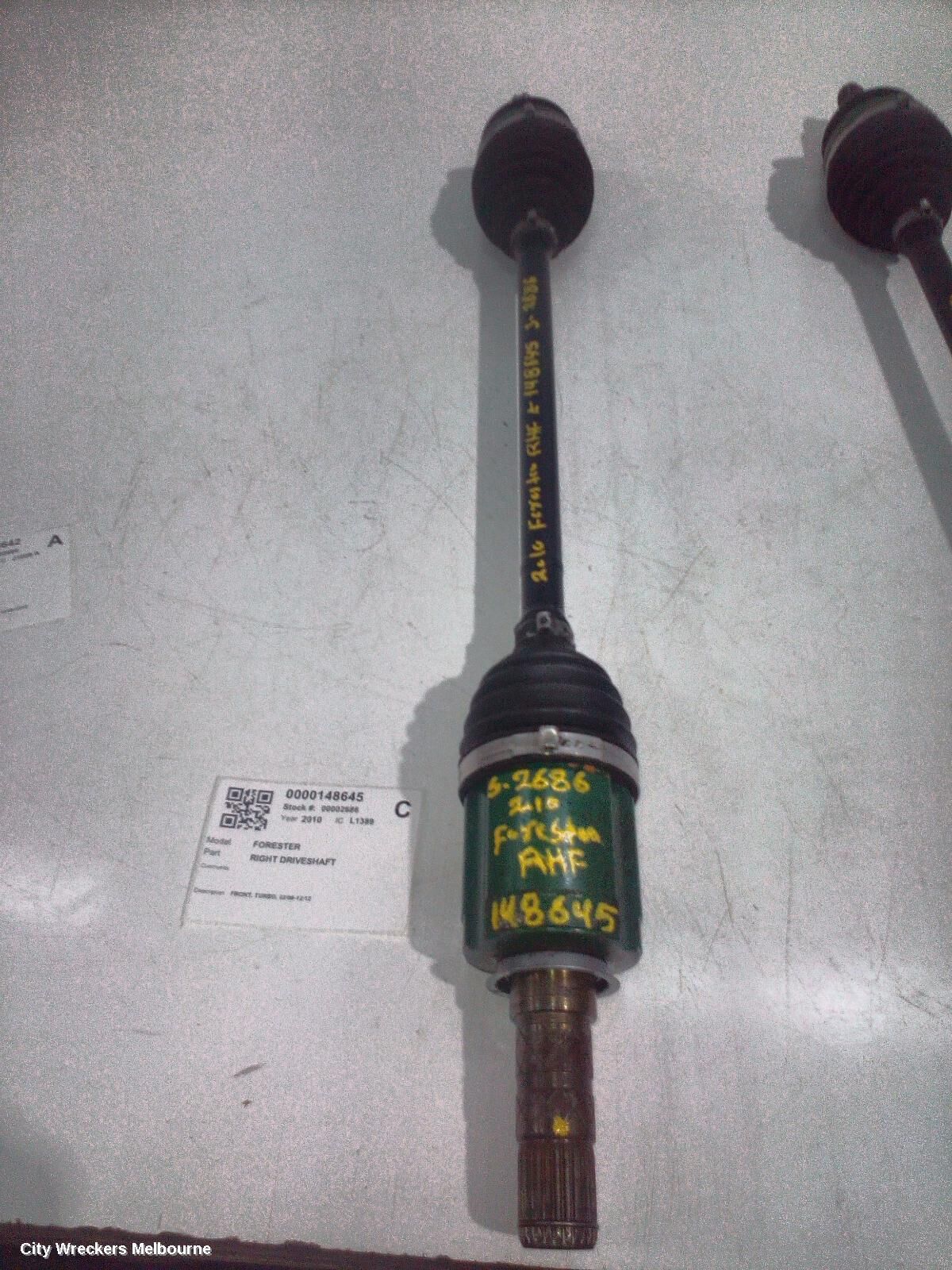 SUBARU FORESTER 2010 Right Driveshaft