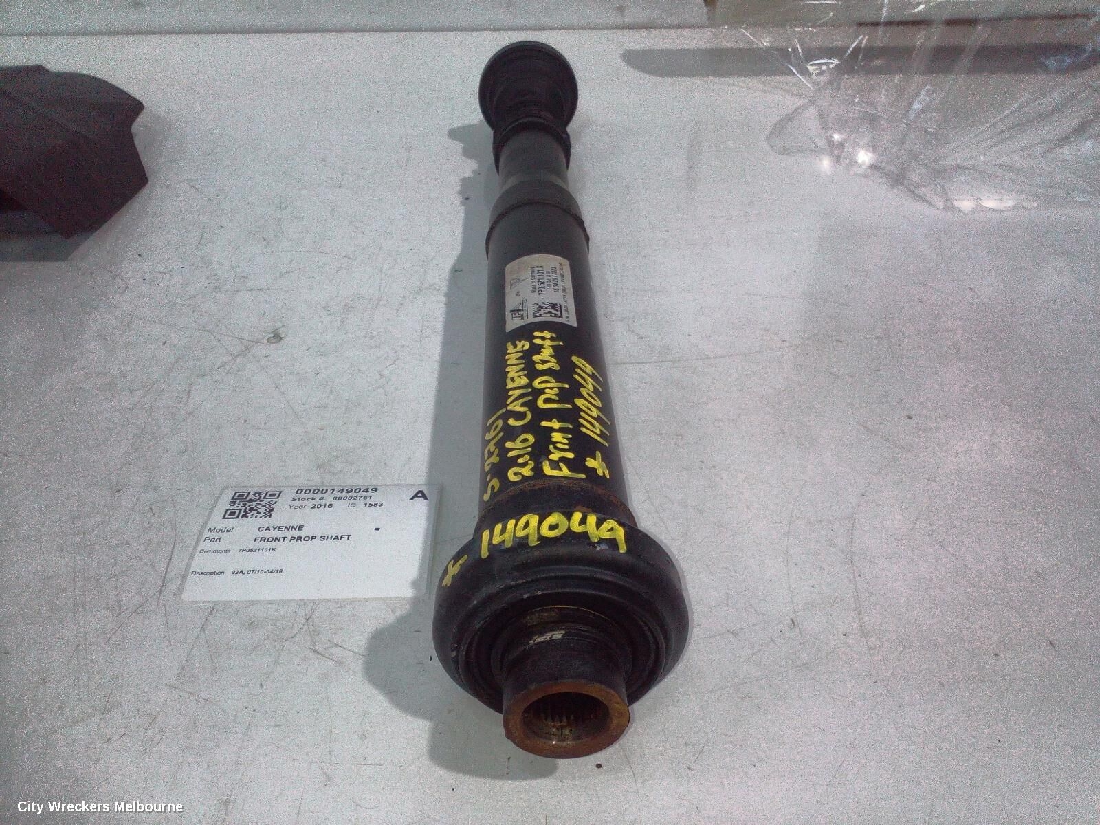 PORSCHE CAYENNE 2016 Front Prop Shaft