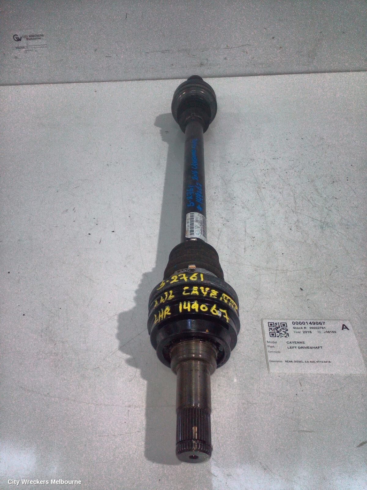 PORSCHE CAYENNE 2016 Left Driveshaft