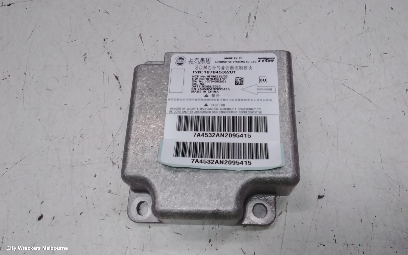 MG ZS 2022 Airbag Module/Sensor
