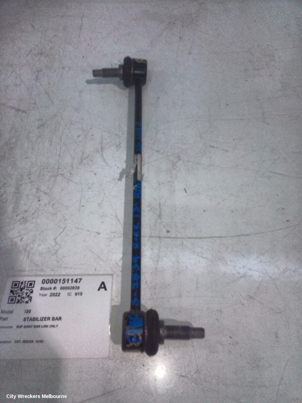 HYUNDAI I30 2022 Stabiliser Bar