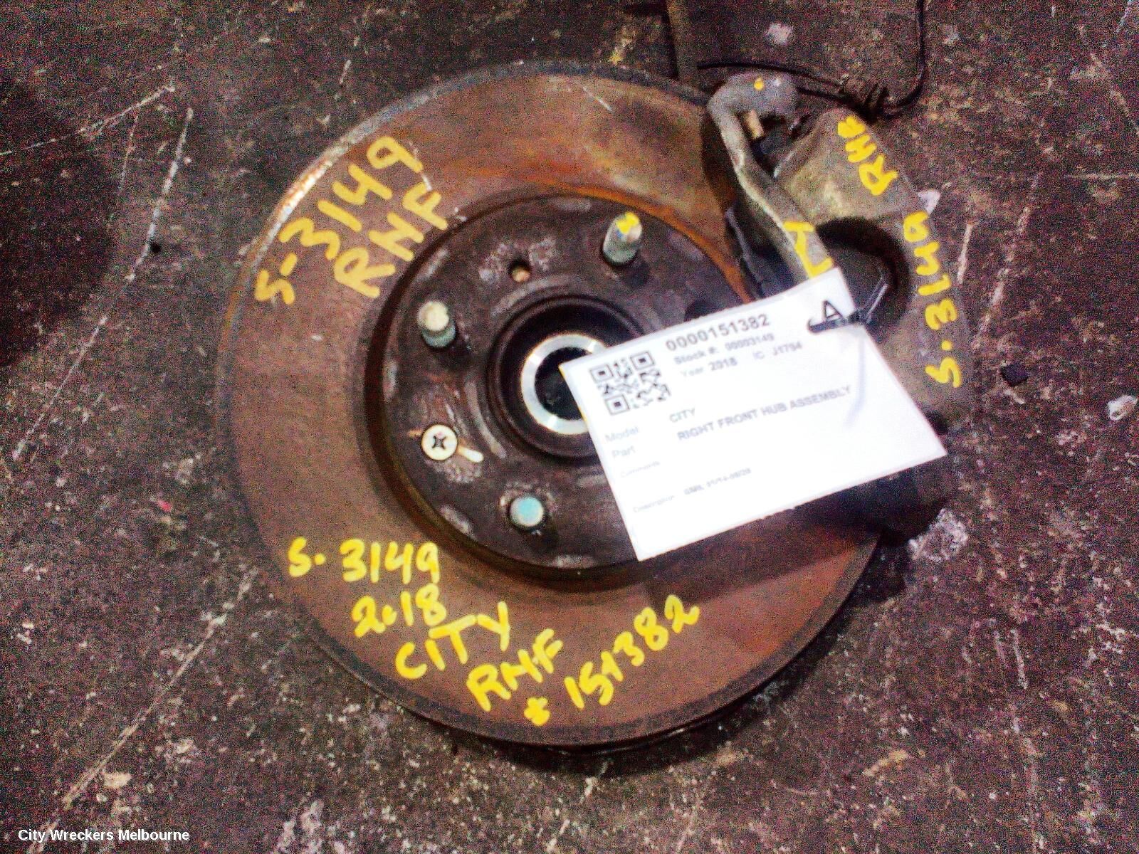 HONDA CITY 2018 Right Front Hub Assembly