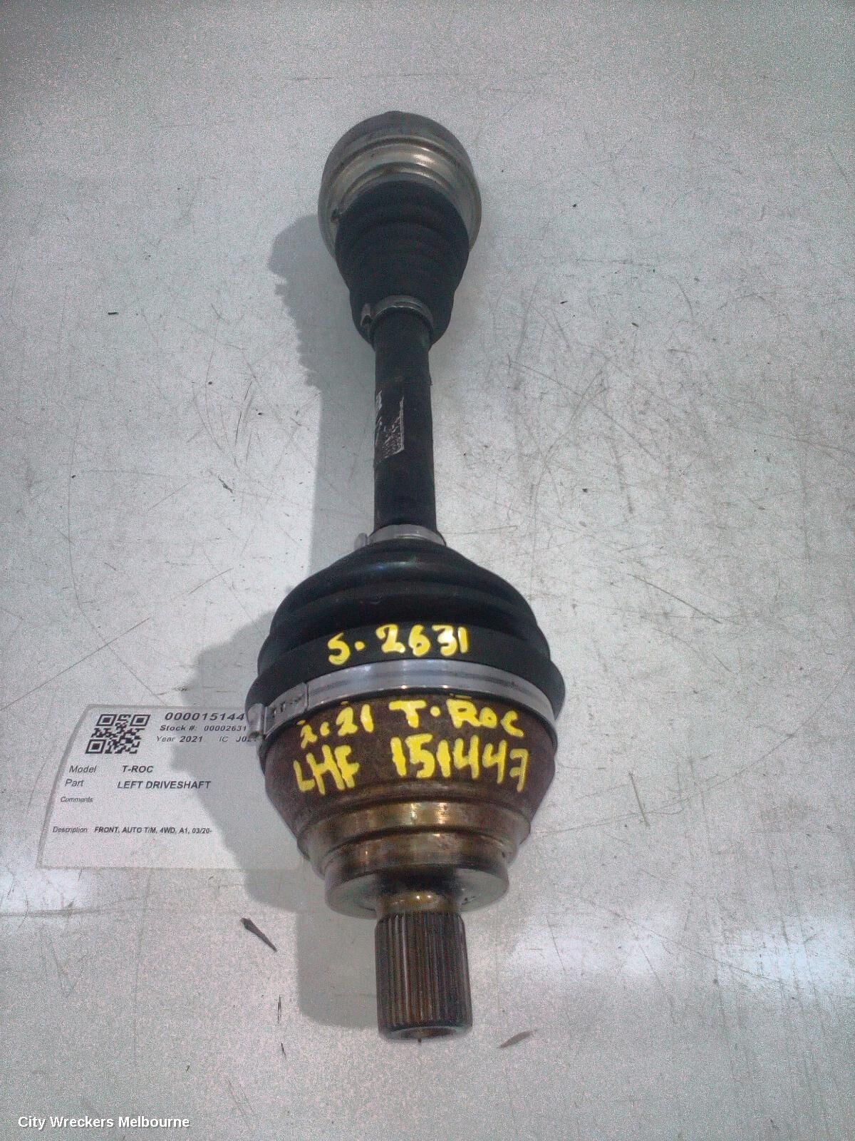 VOLKSWAGEN T-ROC 2021 Left Driveshaft