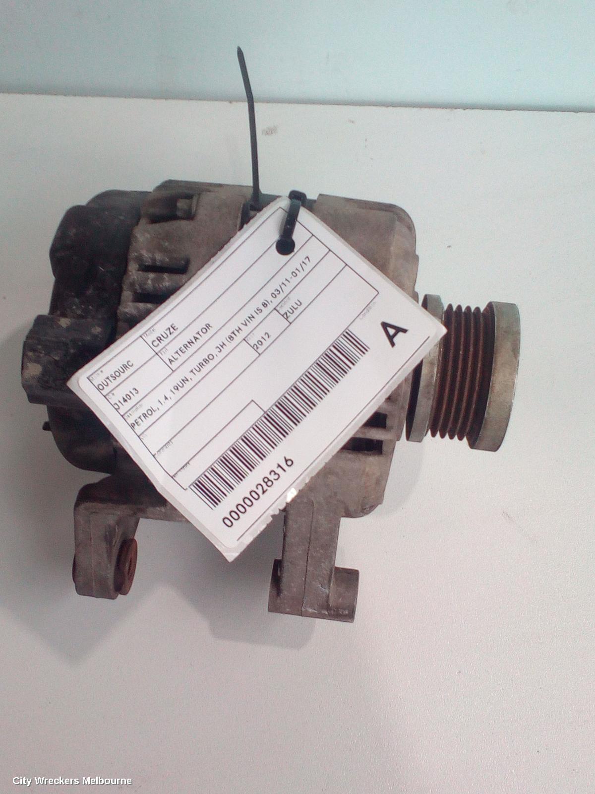 HOLDEN CRUZE 2012 Alternator