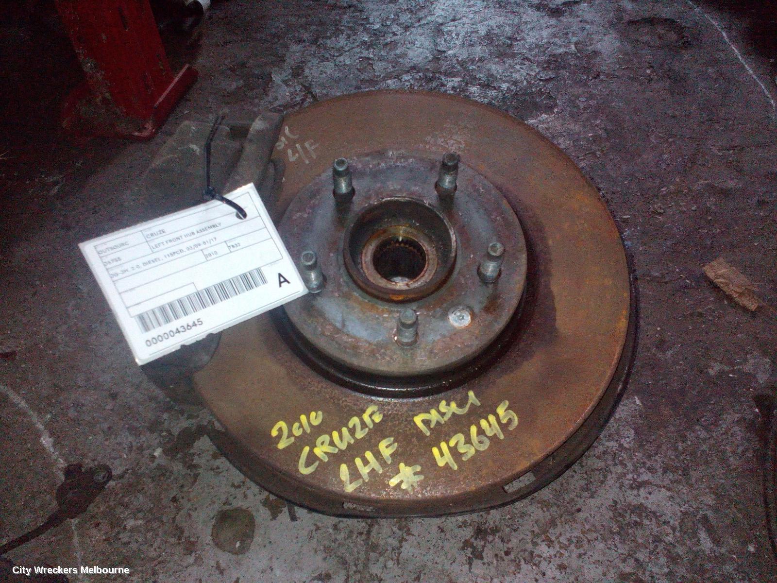 HOLDEN CRUZE 2010 Left Front Hub Assembly