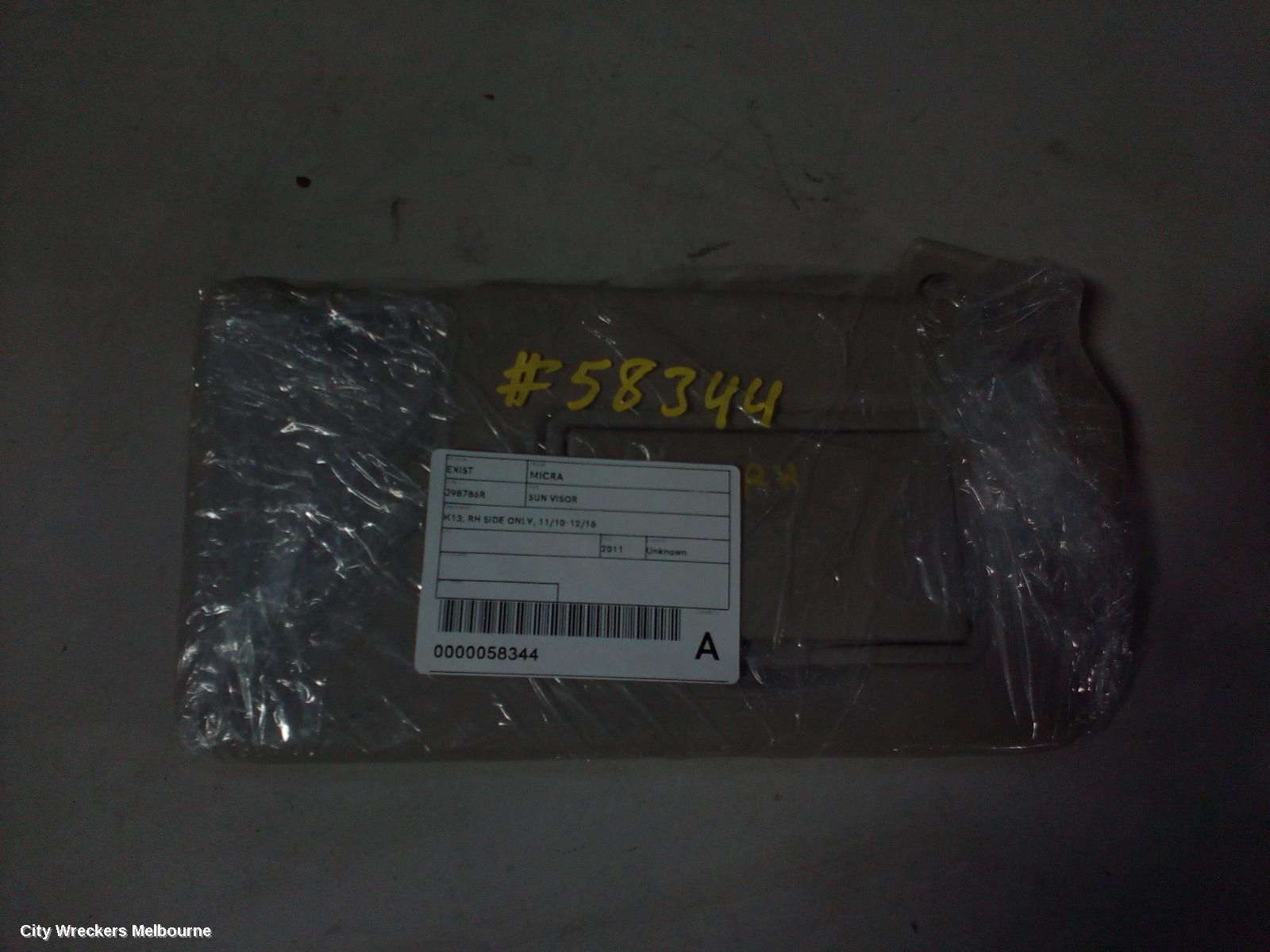 NISSAN MICRA 2011 Sunvisor