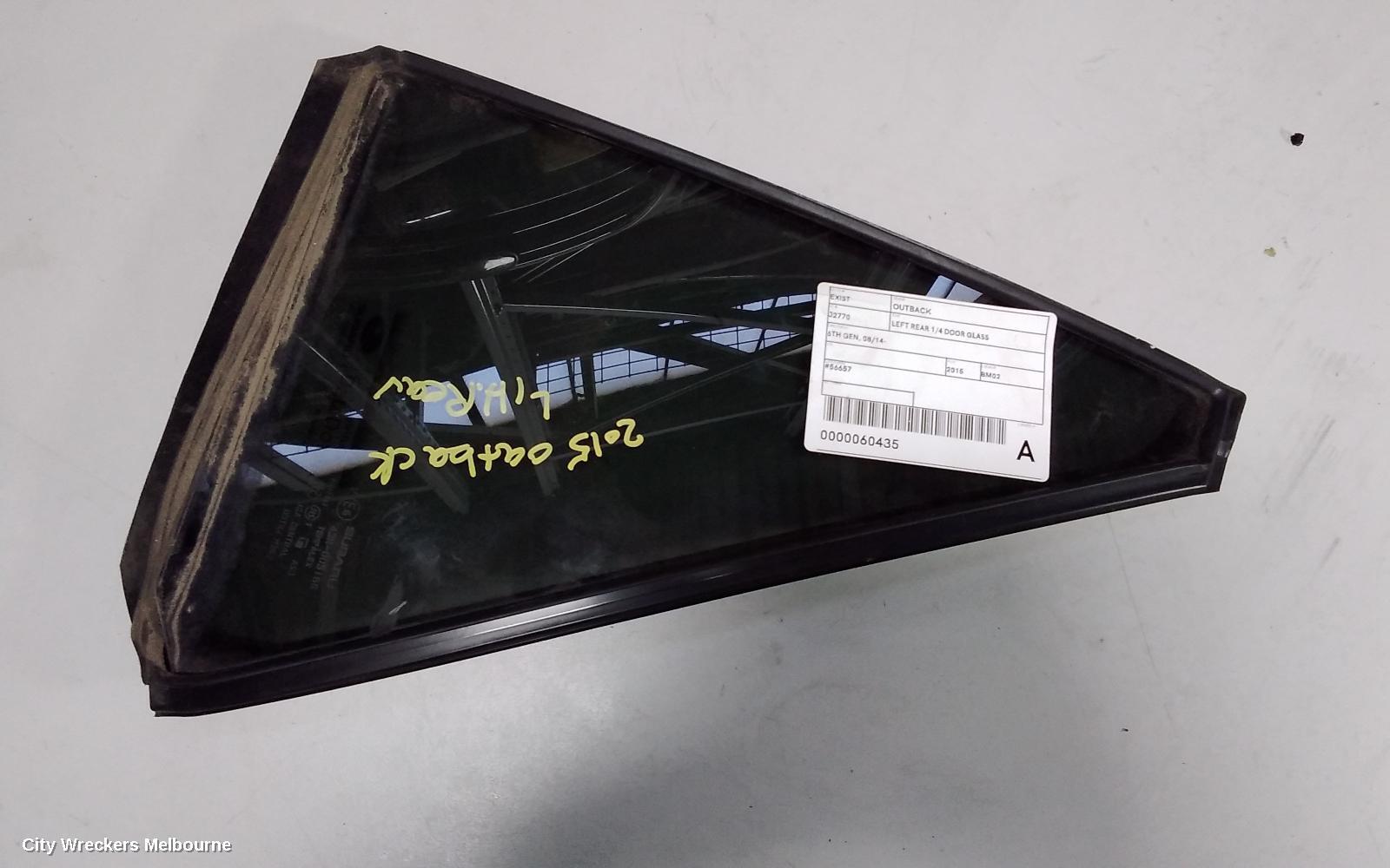 SUBARU OUTBACK 2015 Left Rear 1/4 Door Glass