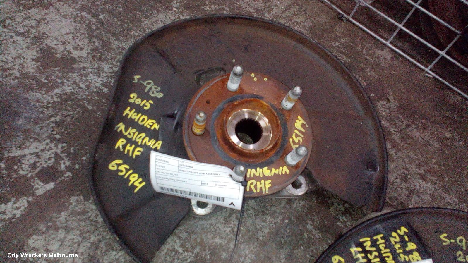 HOLDEN INSIGNIA 2015 Right Front Hub Assembly