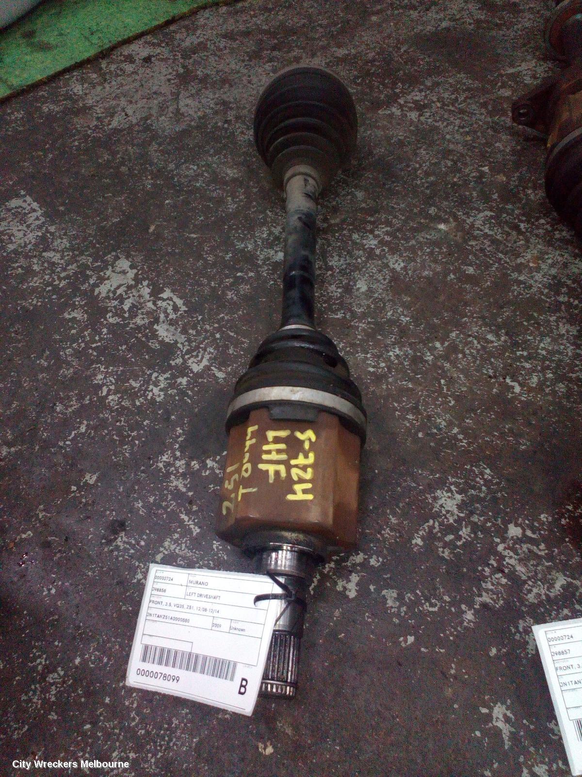 NISSAN MURANO 2009 Left Driveshaft