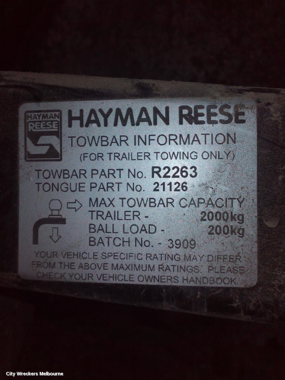 HOLDEN CAPTIVA 2007 Towbar