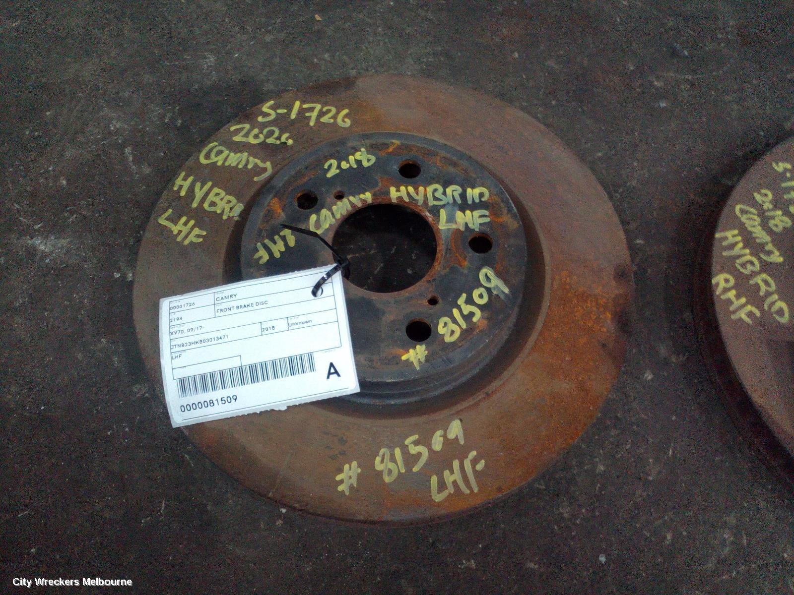TOYOTA CAMRY 2018 Front Brake Disc/Drm