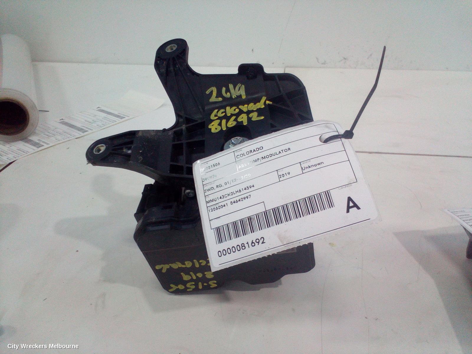 HOLDEN COLORADO 2019 Abs Pump/Modulator
