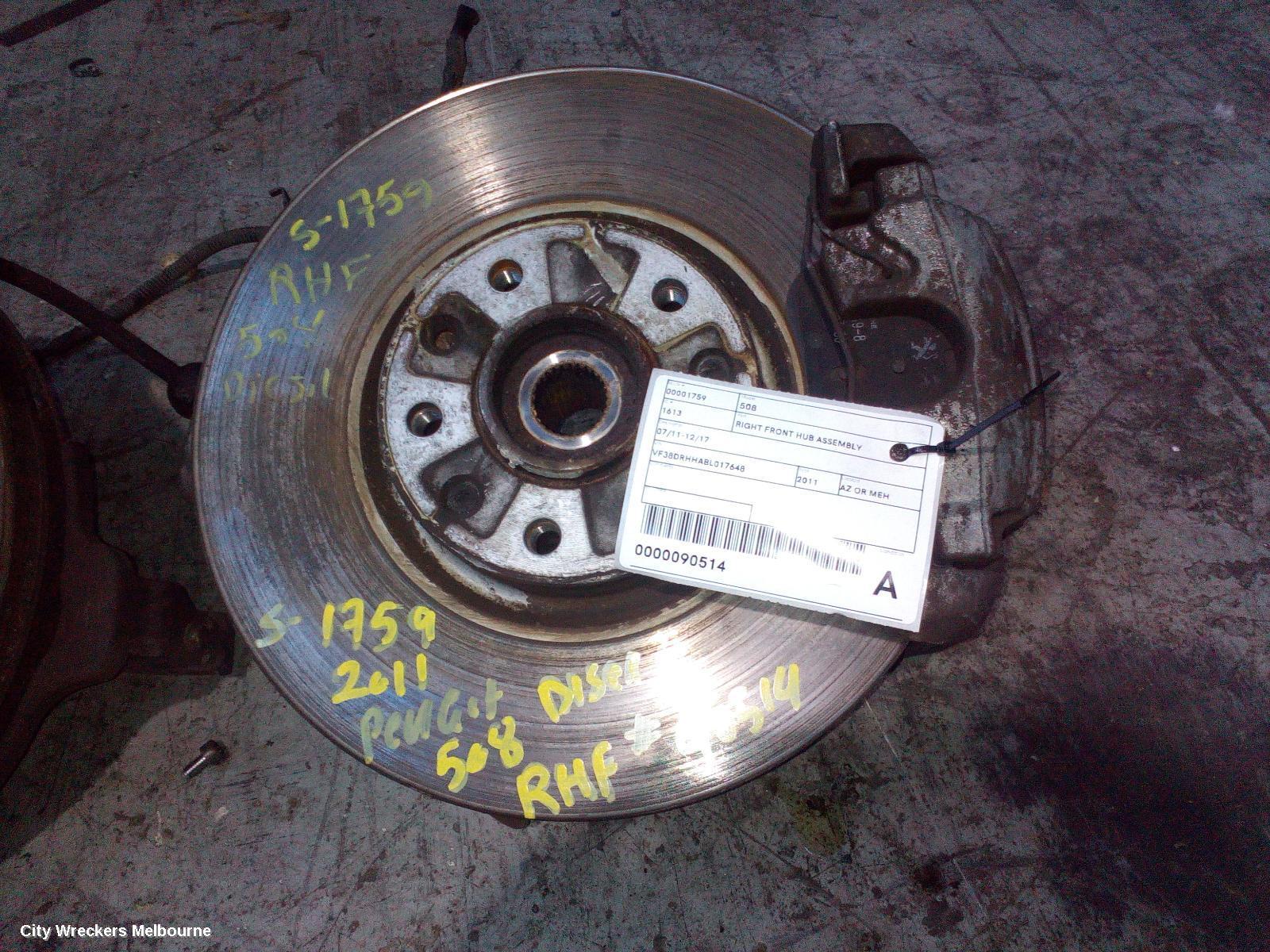 PEUGEOT 508 2011 Right Front Hub Assembly