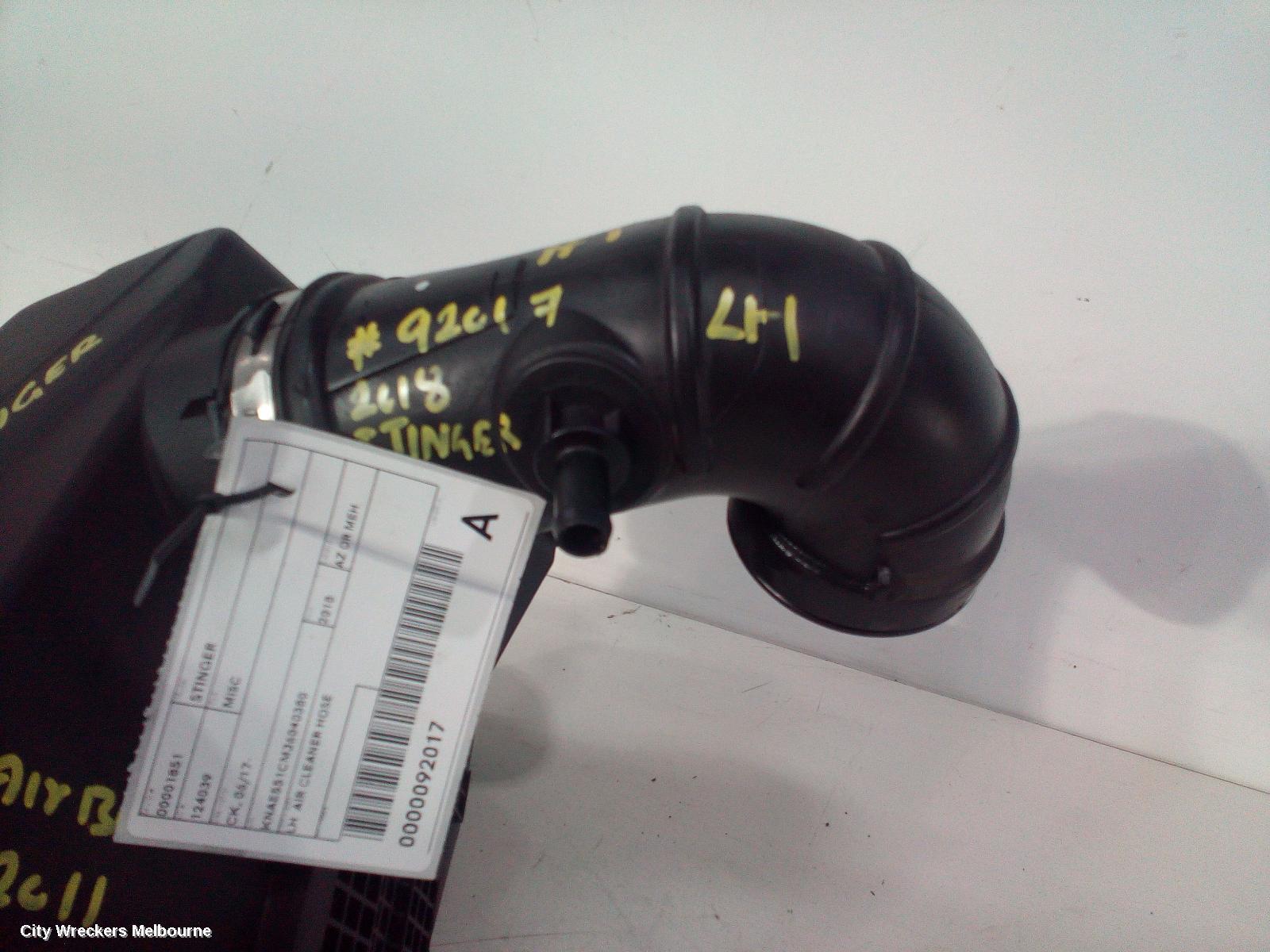 KIA STINGER, CK, 06/17-04/23, LH  AIR CLEANER HOSE: 92017